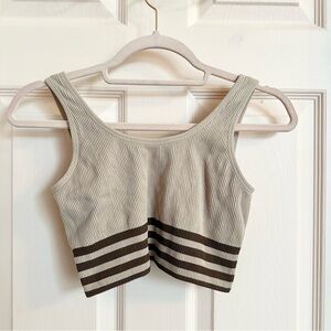 Tan ribbed bare necessities sports bra top